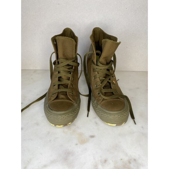 Converse Sneakers Womens 7 Chuck Taylor CT Army Green Lift Platform Hi Casual - Picture 5 of 12